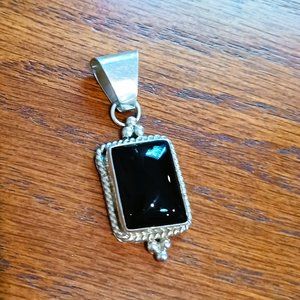 Black Onyx and Sterling Silver Pendant